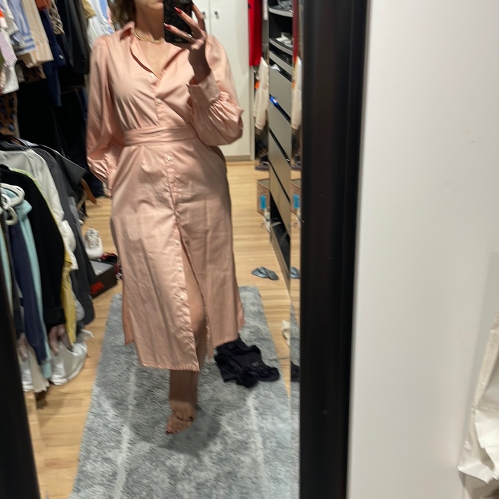 Target blush pink shirt dress